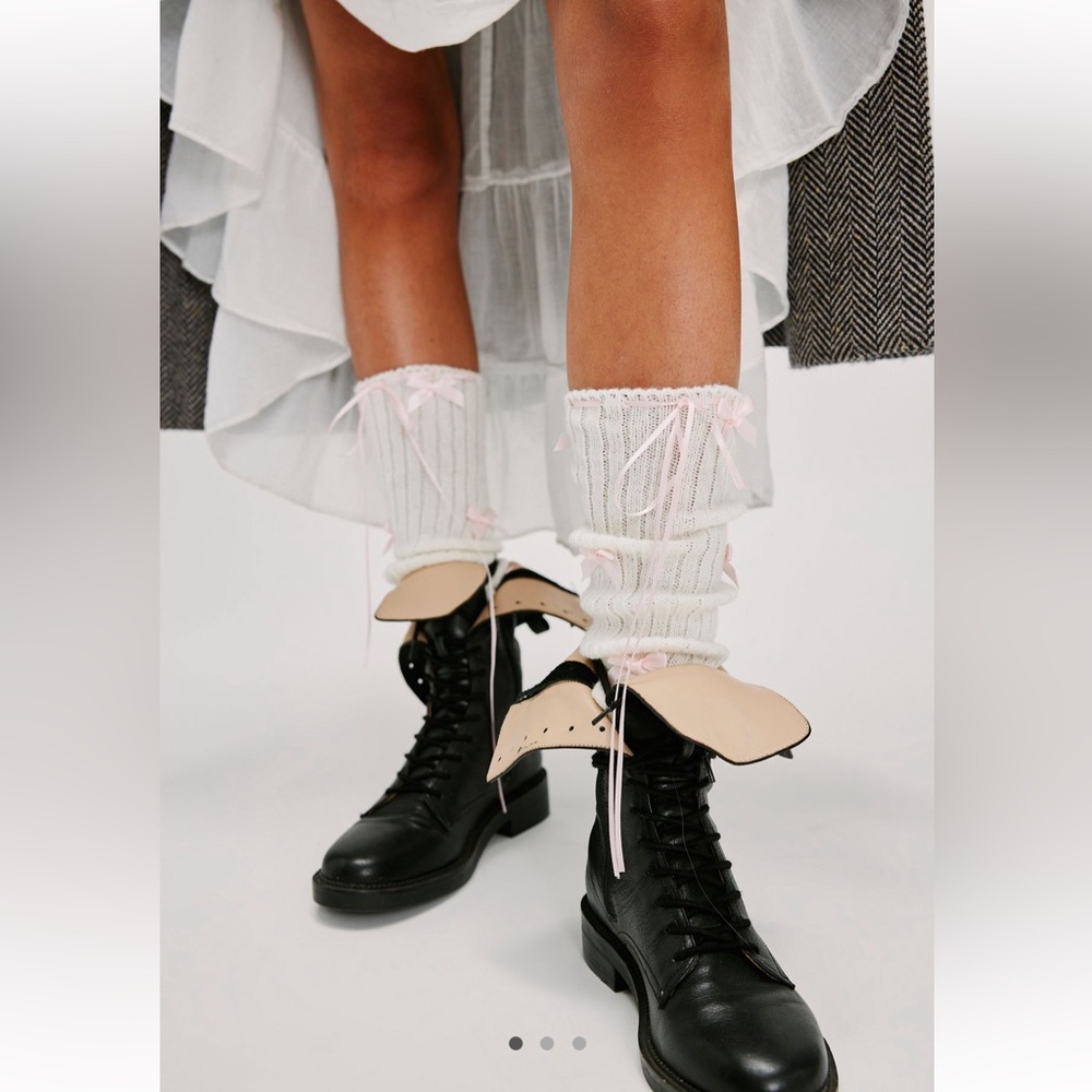 Free people all about bows leg warmers